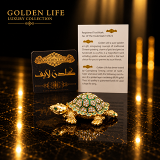مینیمال لاکپشت کوچک کریستال سوارسکی اتریش آبکاری طلا اماراتی پیلسکو